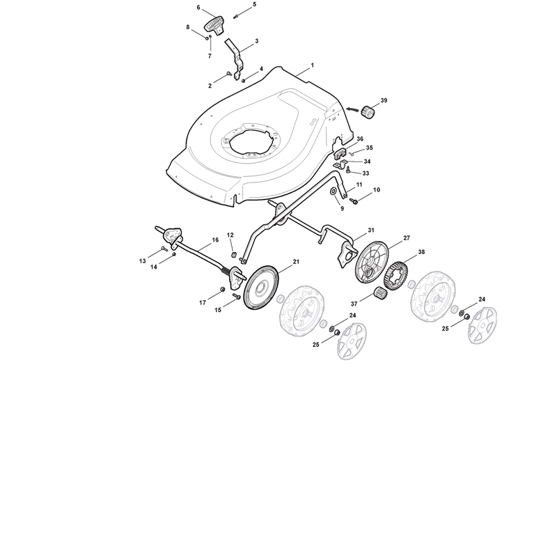 Mountfield 462PD Petrol Rotary Mower (299482233-M10 [2010]) Parts Diagram, Deck And Height Adjusting
