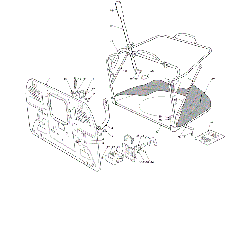 Castel / Twincut / Lawnking XT190HD (2012) Parts Diagram, Grass Catcher