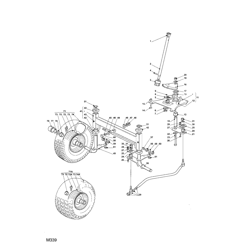 Mountfield 1435E Lawn Tractor (13-2688-12 [2007]) Parts Diagram, Steering