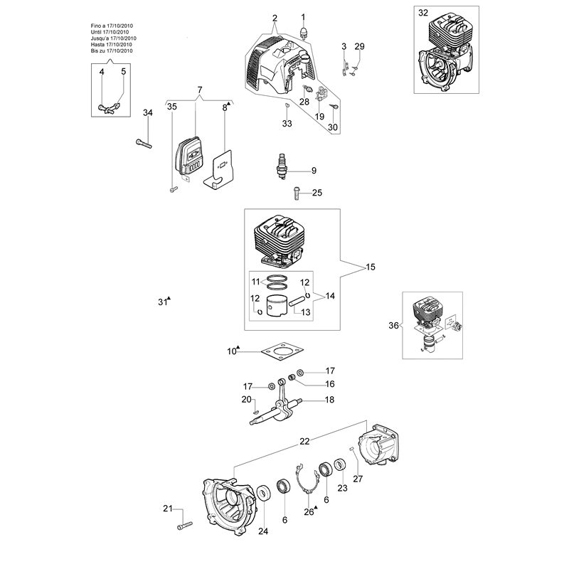 Oleo-Mac BC 280 H (BC 280 H) Parts Diagram, Engine