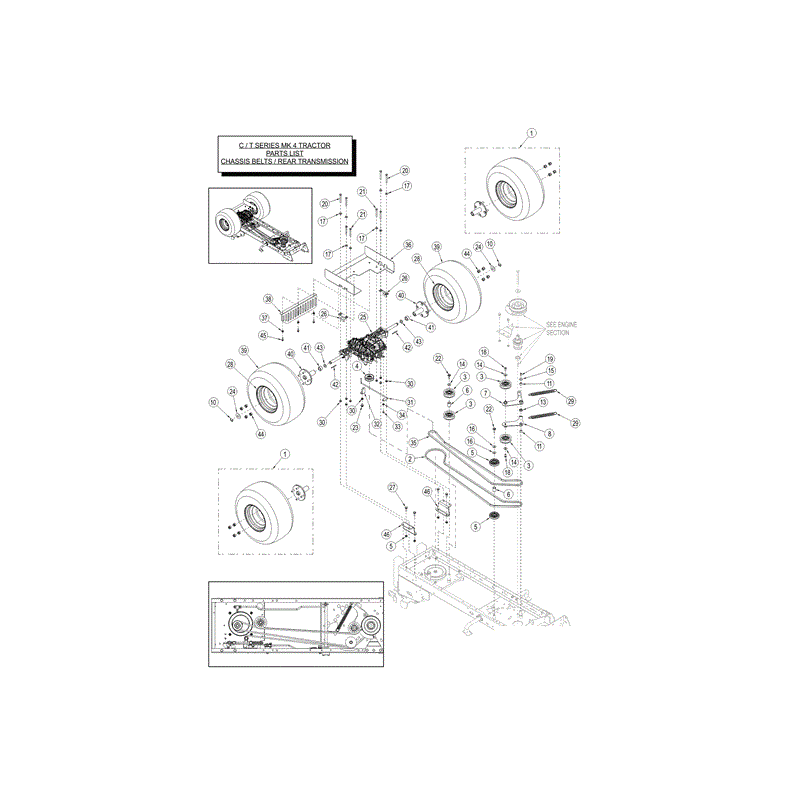 Countax C Series Kawasaki Lawn Tractor  2013 - 2015 (2013 - 2015) Parts Diagram, CHASSIS BELTS / REAR TRANSMISSION
