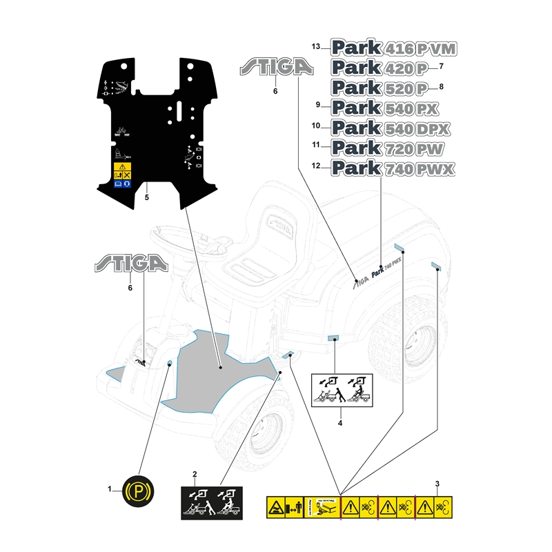 Stiga Park 740 PWX (2F6230621-S16 [2016-2020]) Parts Diagram, Labels_0