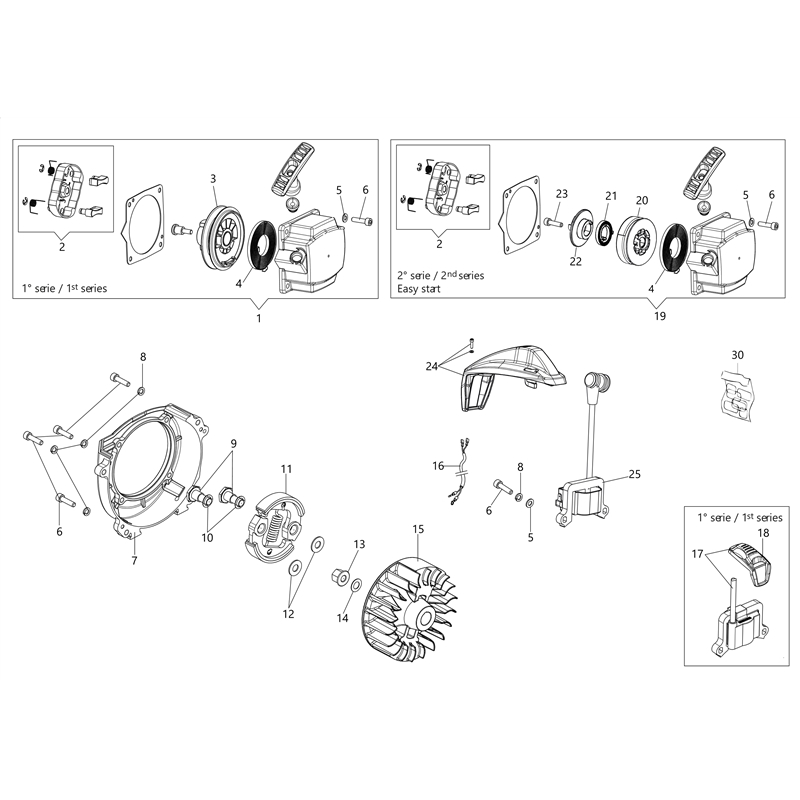 Oleo-Mac BCH 40 S (BCH 40 S) Parts Diagram, Starter assy and clutch