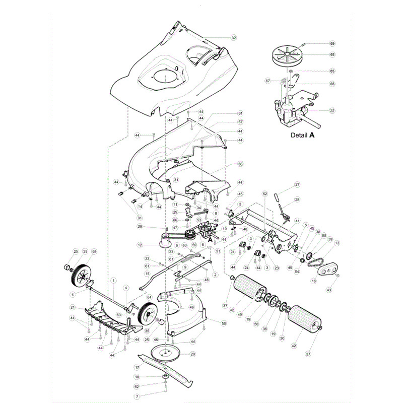 Hayter Harrier 56 (560) Lawnmower (560D260000001-560D260999999) Parts Diagram, Lower Mainframe