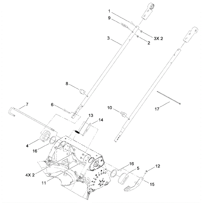 Hayter R53 Recycling Lawnmower (449F310000001 - 449F310999999) Parts Diagram, Lower Handle Assembly