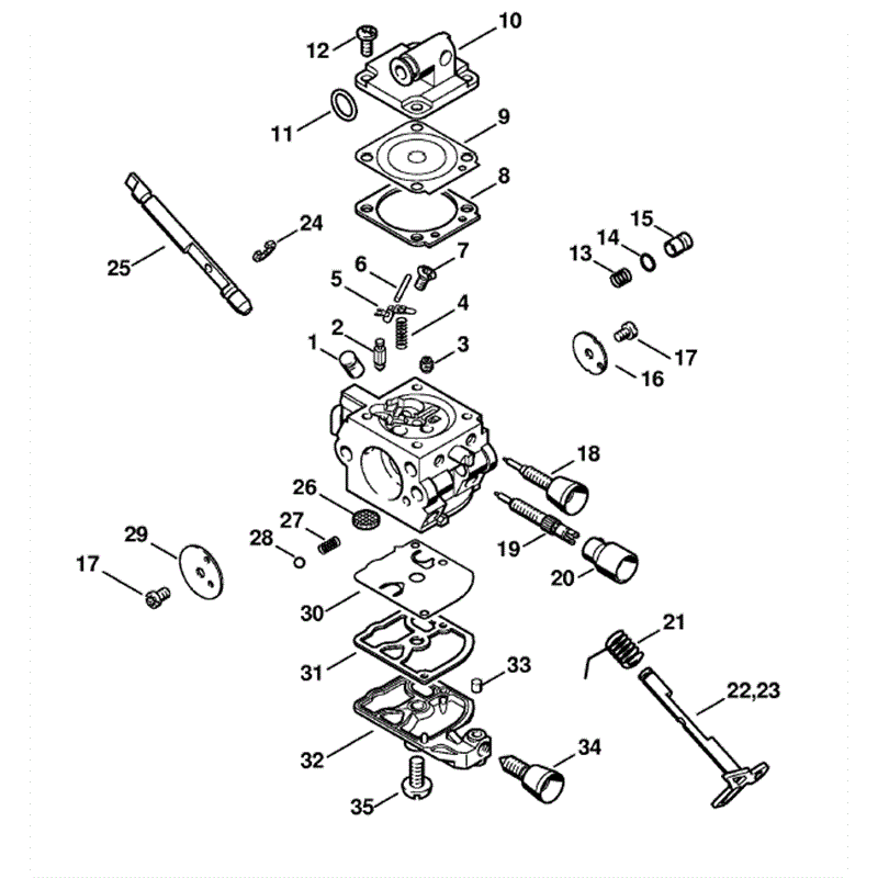 Stihl MS 192 Chainsaw (MS192TC) Parts Diagram, Carburetor C1Q-S134
