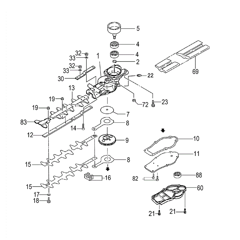Tanaka THT-2520SA (1645-H40) Parts Diagram, GEAR CASE/BLADE