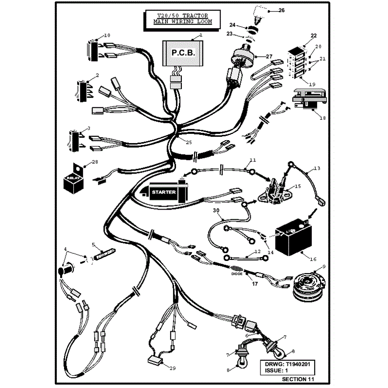 Westwood V20/50 Tractor 2004-2006	 (2004-2006	) Parts Diagram, Main Wiring Loom