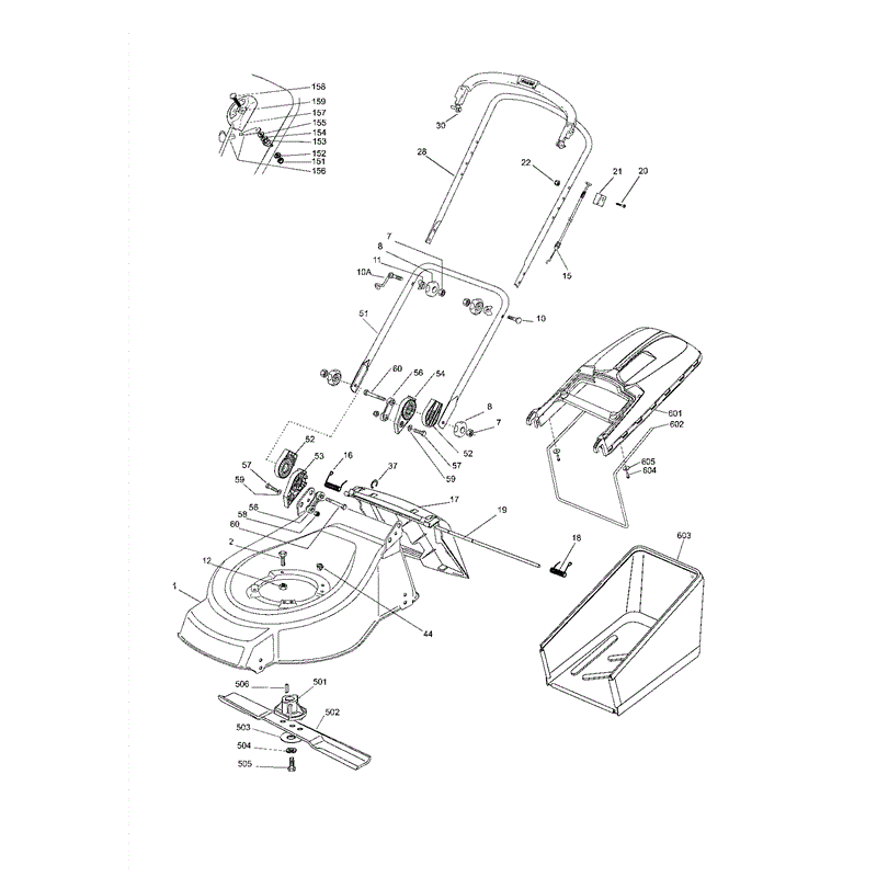 Mountfield 42HP Petrol Rotary Mower (2005) Parts Diagram, Page 1