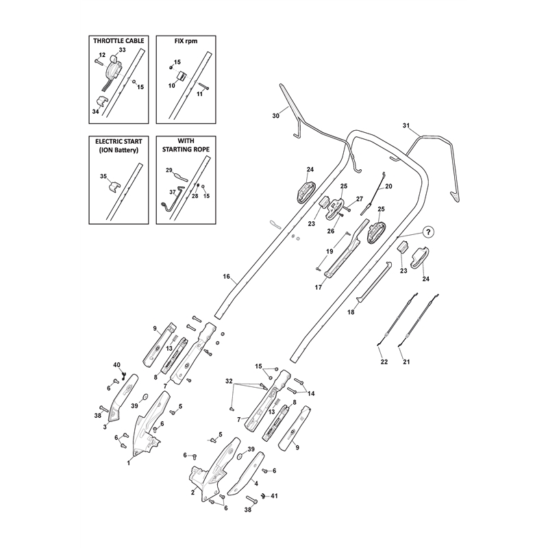 ATCO (New From 2012) QUATTRO 19SH V 4 in 1  (2020) (2020) Parts Diagram, Handle, Upper Part
