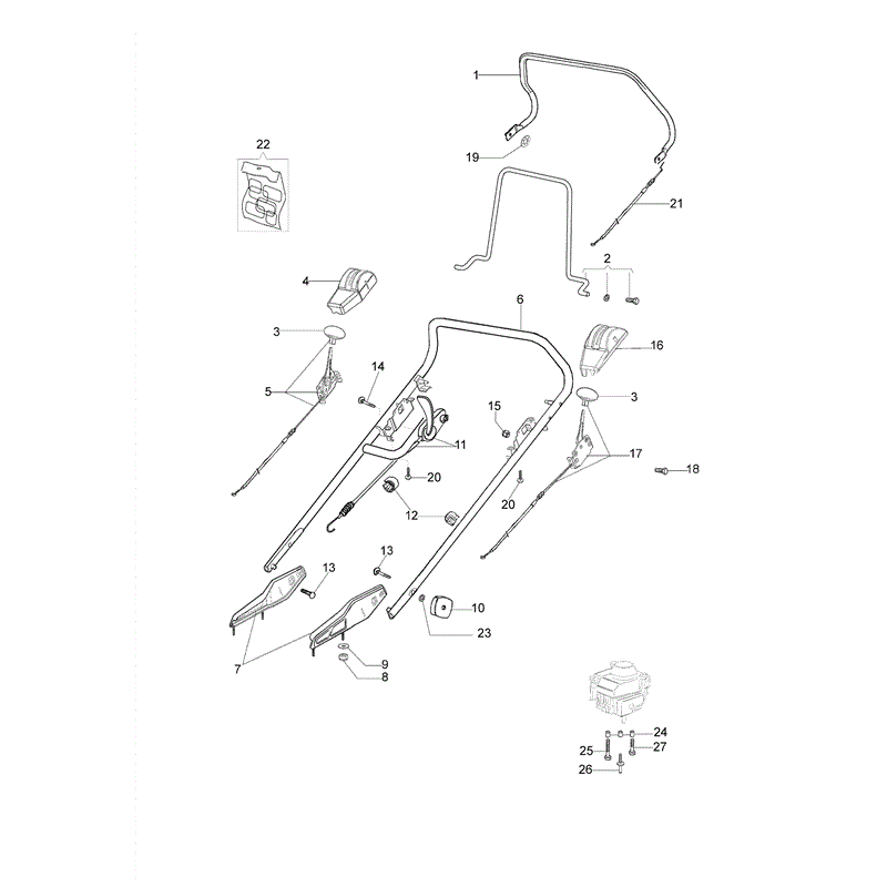 Efco MR 55 HXF Honda Engine Lawnmower (From March 2013) Parts Diagram, Handlebar