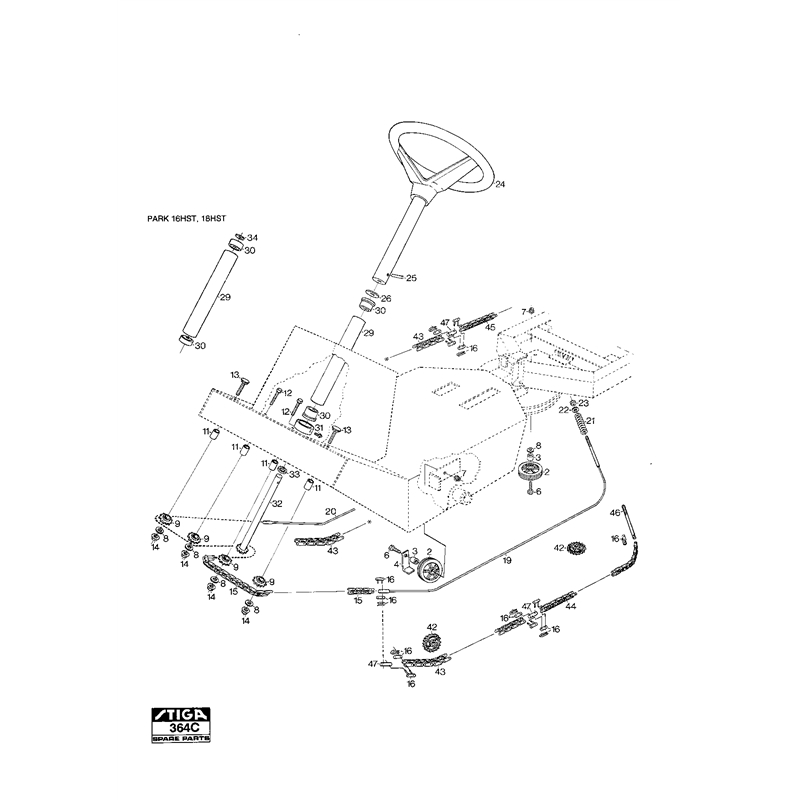 Stiga Park 13 (13-1443-20 [1997]) Parts Diagram, Steering_0