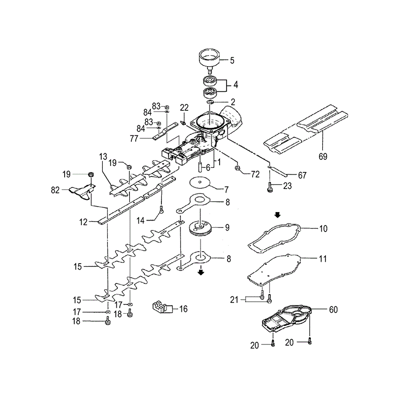Tanaka THT-2100SA (1623-H01) Parts Diagram, GEAR CASE/BLADE