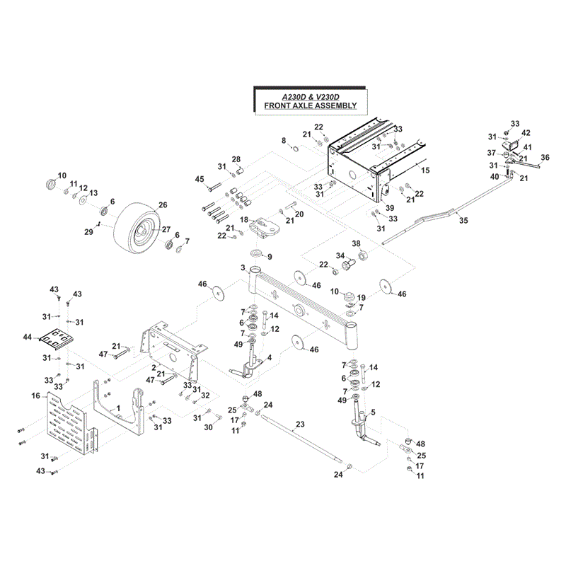 Westwood V230D Tractor 2013-2015 (2013-2015) Parts Diagram, Front Axle Assembly