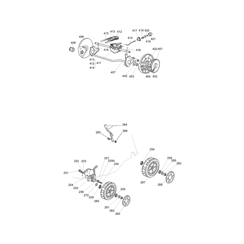 Mountfield 51PDES  Petrol Rotary Mower (23-5698-75 [2006]) Parts Diagram, Wheel Suspension Transmission