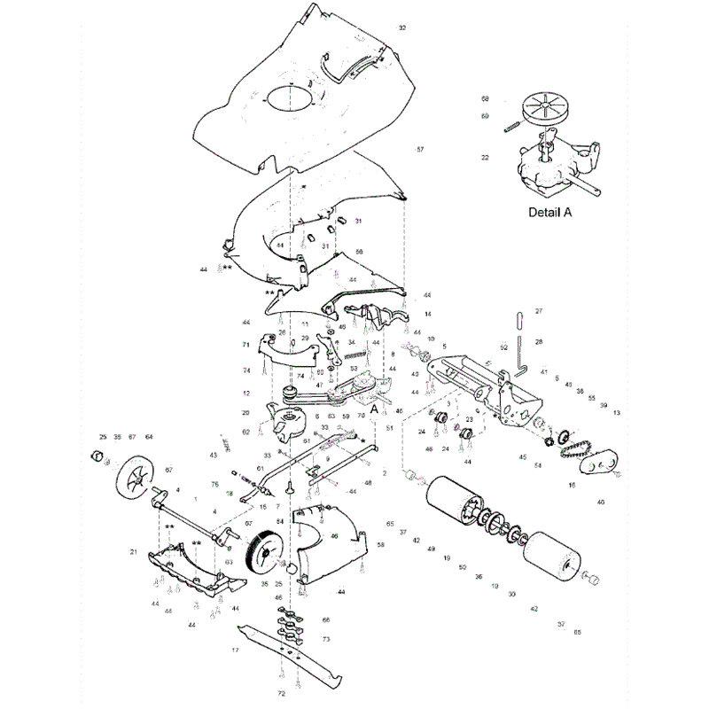 Hayter Harrier 48 (493) Blade Brake Clutch Autodrive (493F280000001-493F29099999) Parts Diagram, Lower Mainframe