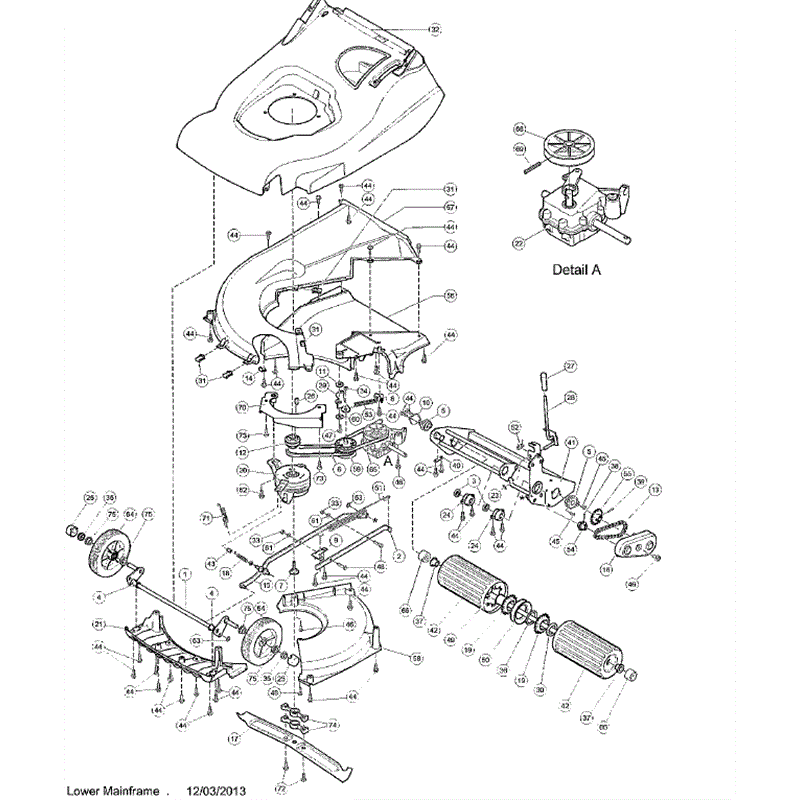 Hayter Harrier 56 (563) Lawnmower (563F310000001 and up) Parts Diagram, Lower Mainframe