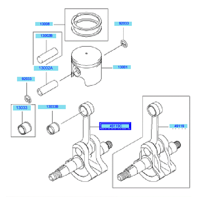 Kawasaki KBH27A  (HA027F-AS50) Parts Diagram, Piston	 Crankshaft
