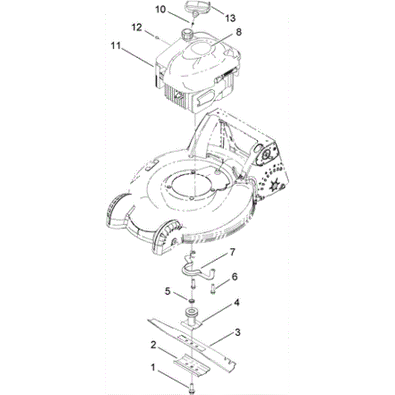 Hayter R53 Recycling Lawnmower (449E290001000 - 449E290999999) Parts Diagram, Bag Assembly Blade & Engine Assembly