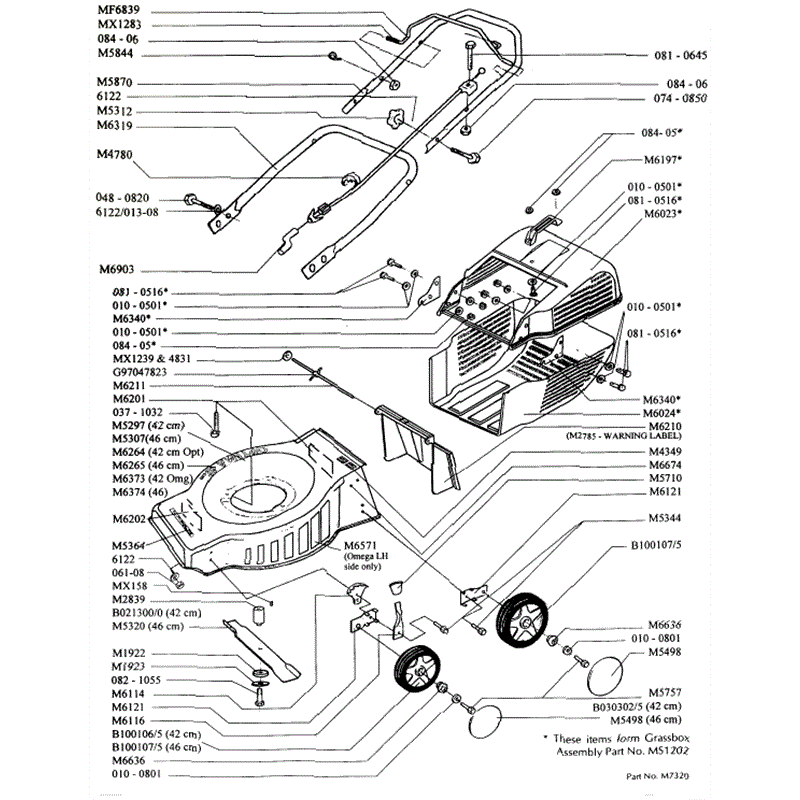 Mountfield Optima-Omega (MP85331-87602-88901) Parts Diagram, Page 1