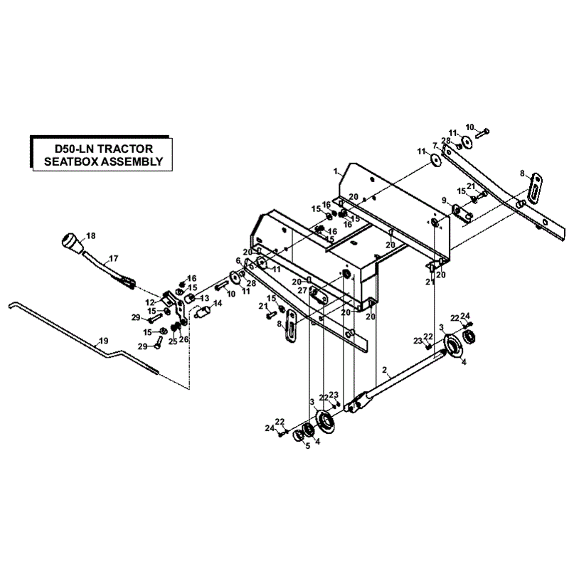 Countax D50LN  Lawn Tractor 2008 (2008) Parts Diagram, Seatbox Assembly