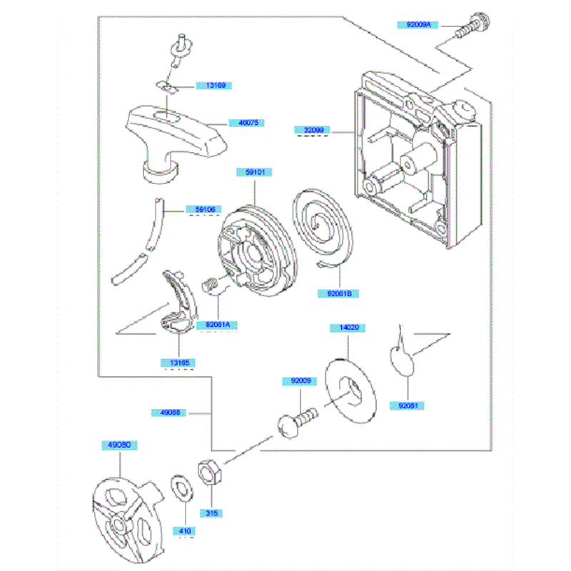 Kawasaki KBL48A (HA048F-BS51) Parts Diagram, Starter