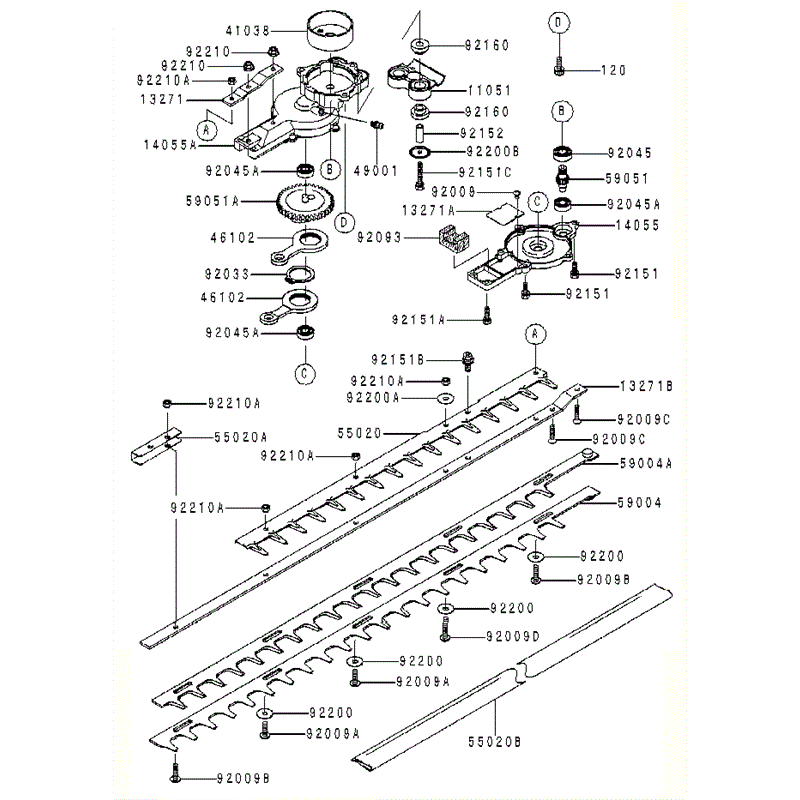 Kawasaki KHS750A  (HB750A-AS50) Parts Diagram, CASE/CUTTER