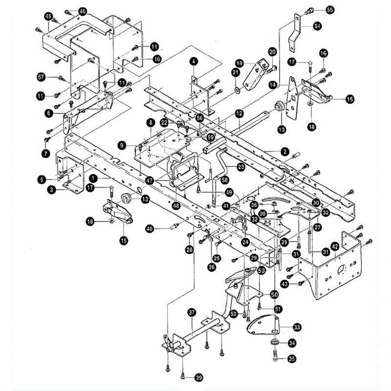 Hayter 19/42 (147R001001-147R099999) Parts Diagram, Frame Assembly 1