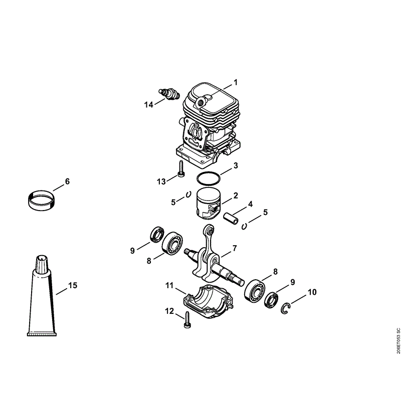 Stihl MS 180 Chainsaw (MS1802-Mix) Parts Diagram, Cylinder