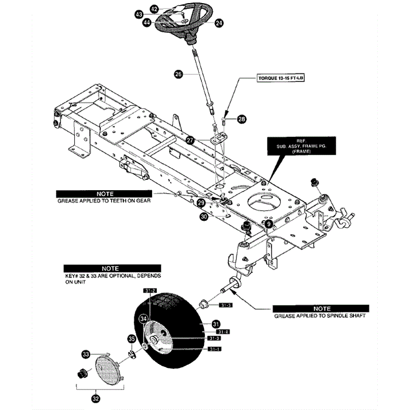 Hayter 19/42 (147R001001-147R099999) Parts Diagram, Steering Assembly