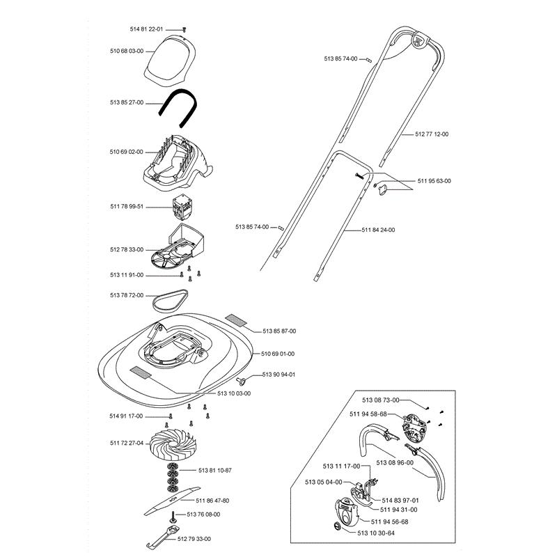Flymo Turbolite 400 (9634100-62 (2005)) Parts Diagram, Page 1