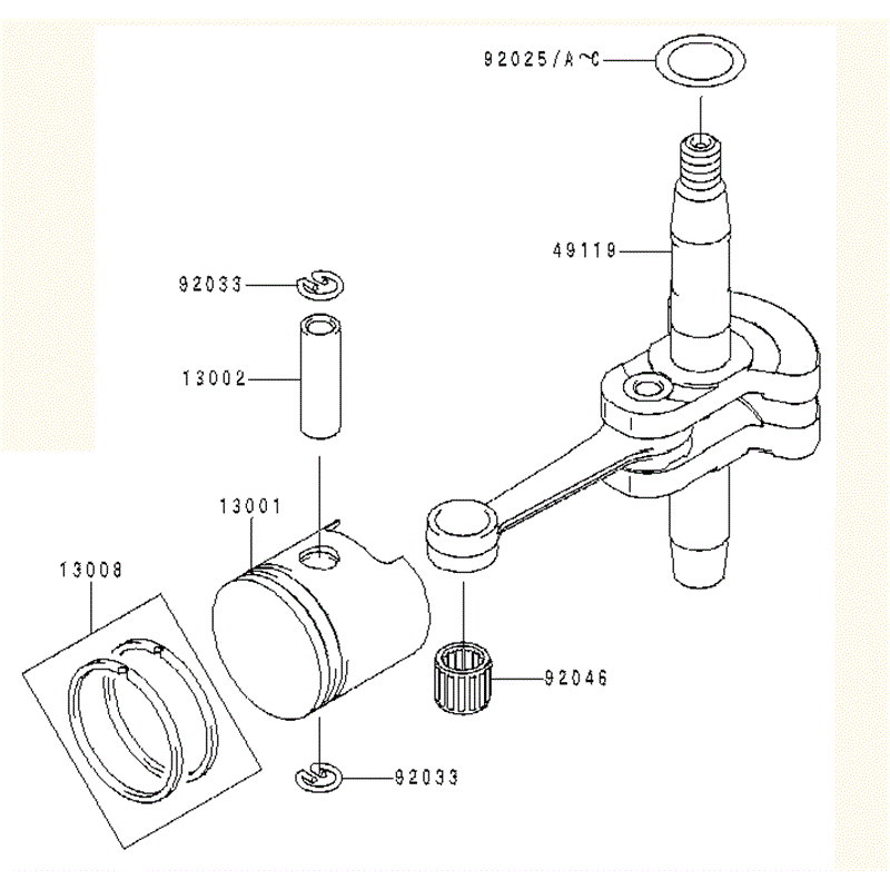 Kawasaki KHS750A  (HB750A-AS50) Parts Diagram, PISTON/CRANKSHAFT