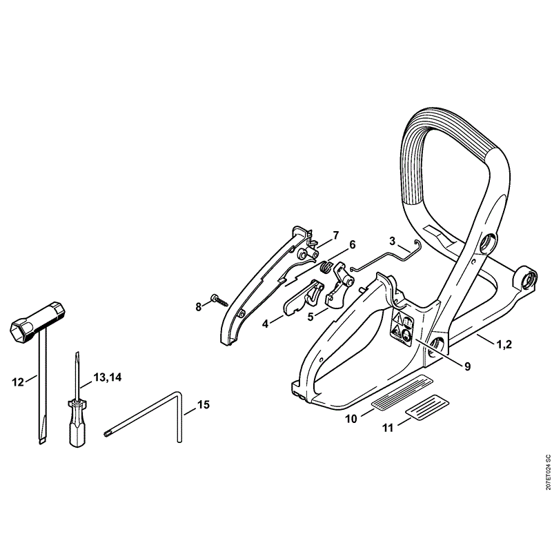 Stihl MS 180 Chainsaw (MS1802-Mix) Parts Diagram, Handle Frame