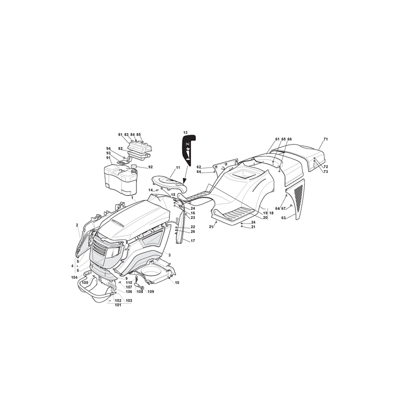 Mountfield 1636M Lawn Tractor (13-2678-11 [2006]) Parts Diagram, Body Work