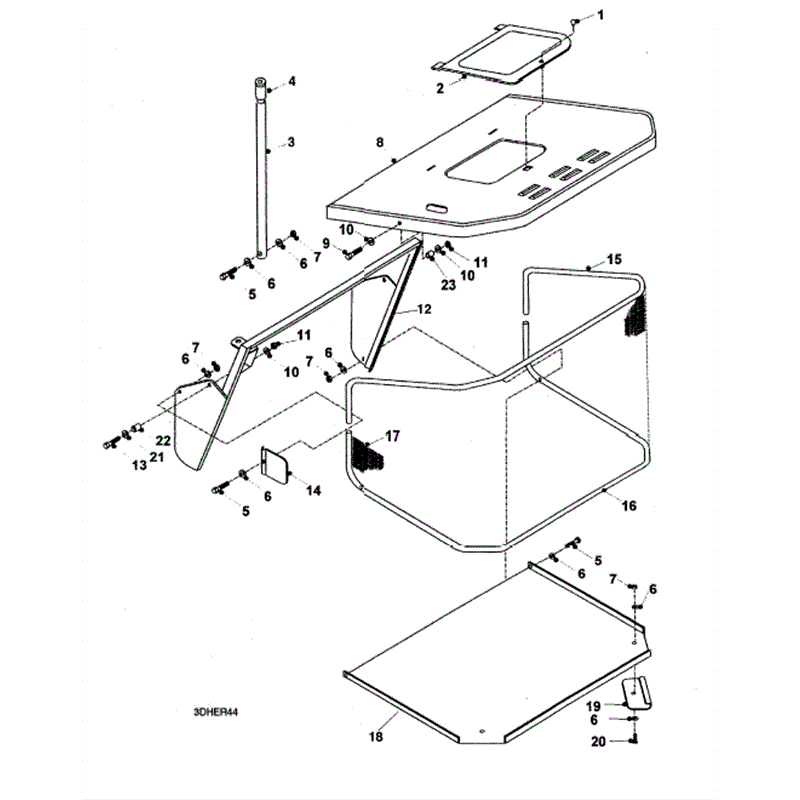 Hayter 15/38 (H1538) Parts Diagram, Powered Grass Collector Net 1994/5