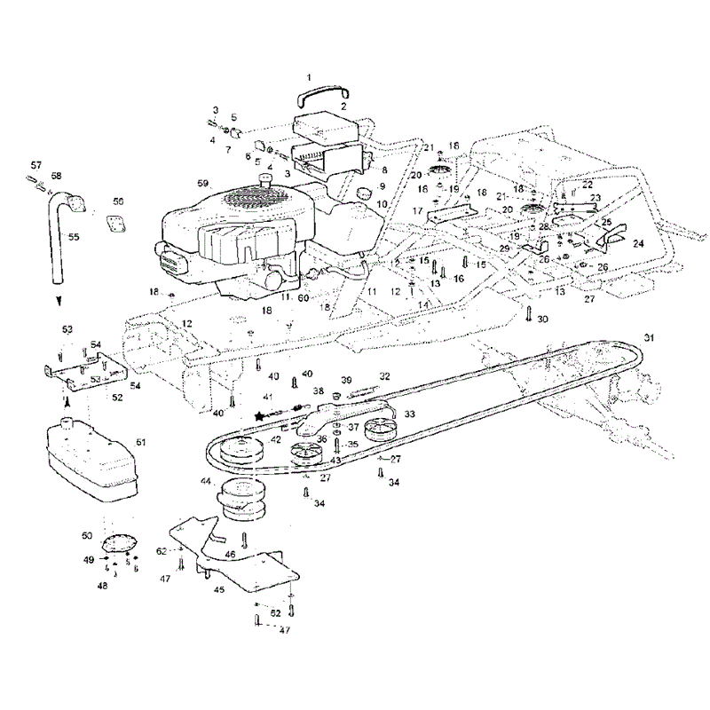 Hayter RS17/102H (17/40) (149A001001-149A099999) Parts Diagram, Engine- Battery & Drive