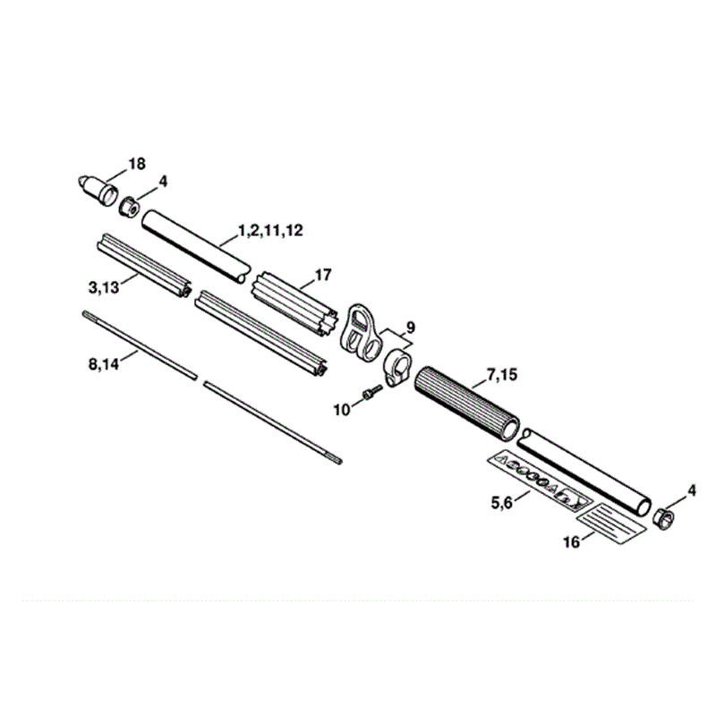 Stihl HL 100 Long Reach Hedgetrimmer (HL100) Parts Diagram, Drive tube assembly