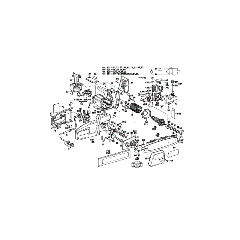 Bosch AKE 350 B GB Chainsaw (0600835311) Parts Diagram, Page 1