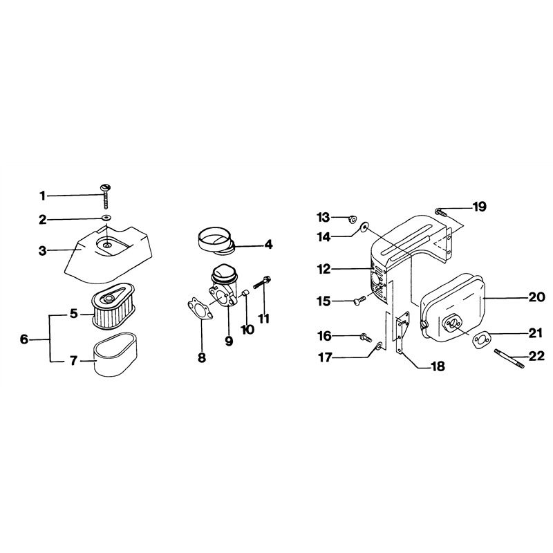 Oleo-Mac LUX 47 KV (LUX 47 KV) Parts Diagram, Engine, air filter and muffler