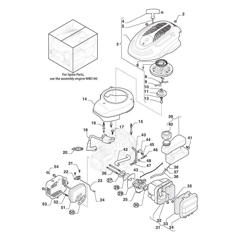 Mountfield HP164 Petrol Rotary Mower (297411048-MC [2019-2022]) Parts Diagram,  Carburettor, Tank