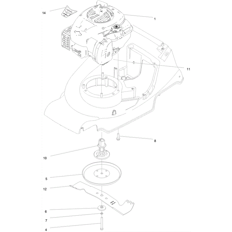 Hayter Harrier 41 (374) Push B&S Lawnmower (374A 400000000 and Up ) Parts Diagram, Engine & Blade