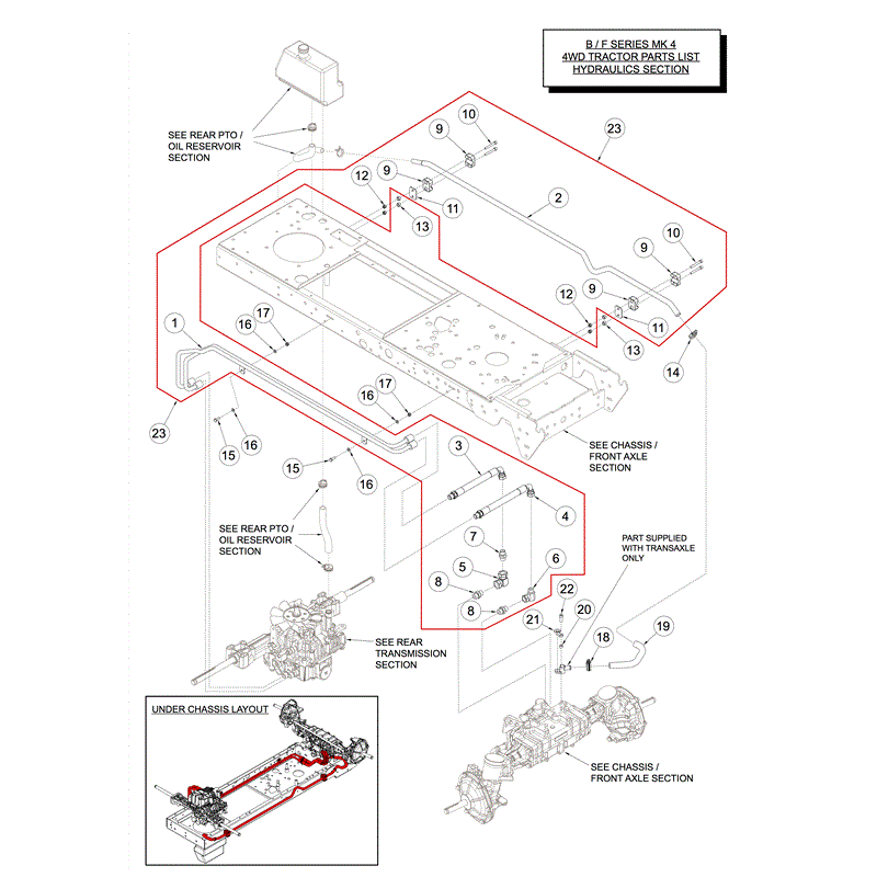 Countax B Series Lawn Tractors  (2014) Parts Diagram, Hydraulic Pipes