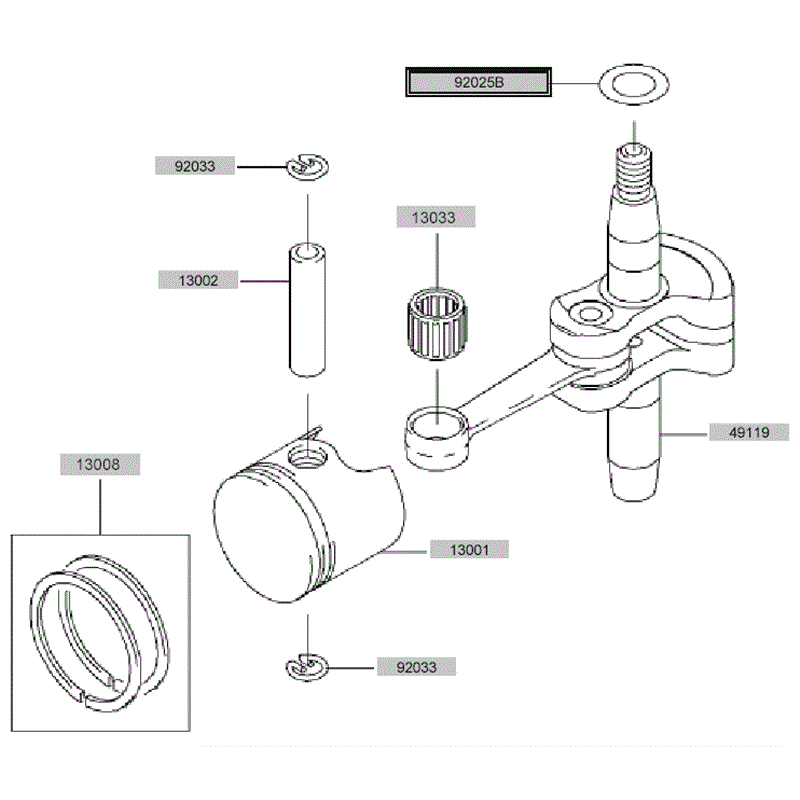 Kawasaki KHT600S (HB600C-AS50) Parts Diagram, Piston - Crankshaft