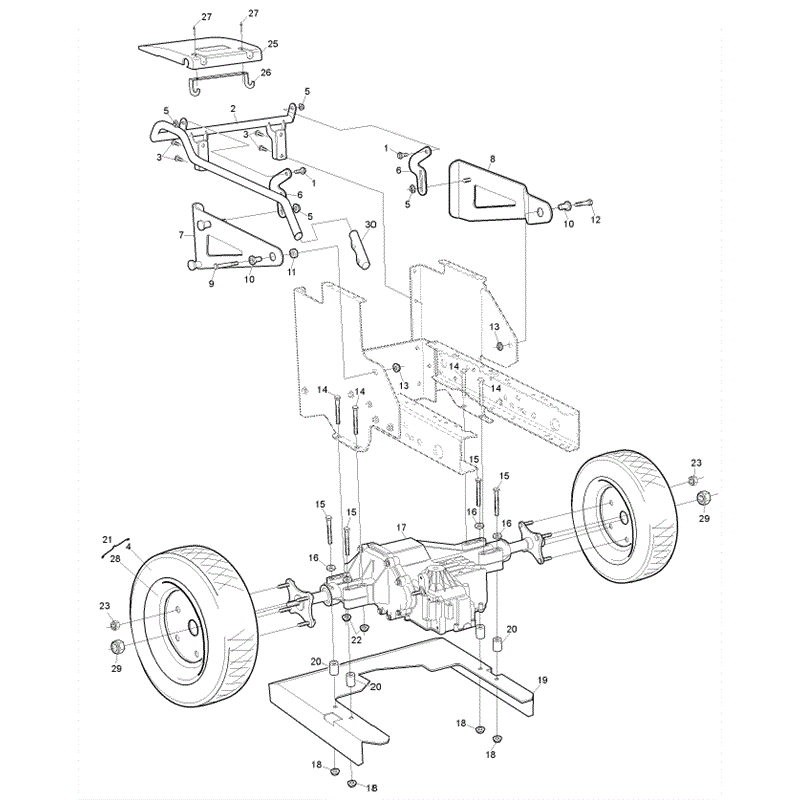 Hayter 15.5/38 (ST38) (150A001001-150A099999) Parts Diagram, Rear Axle & Rear Frame