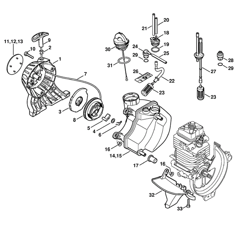 Stihl KM 110 R Engine (KM 110 R) Parts Diagram, Rewind starter