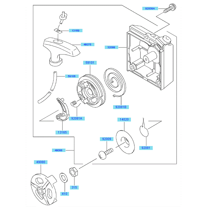 Kawasaki KBH48A  (HA048F-AS50) Parts Diagram, STARTER