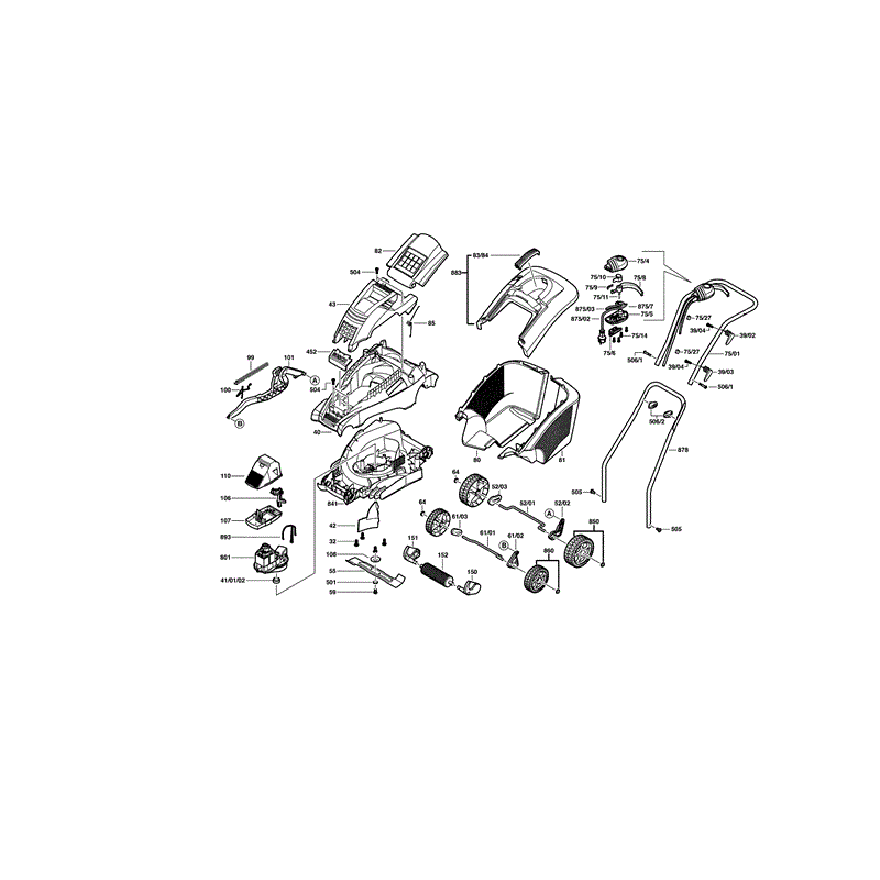 Bosch Rotak 40 GC Rotary Mowers (3616H81C71) Parts Diagram, Page 1
