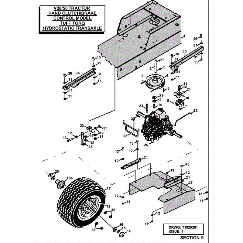 Westwood V20/50 Tractor 2004-2006	 (2004-2006	) Parts Diagram, Hand clutch - brake control