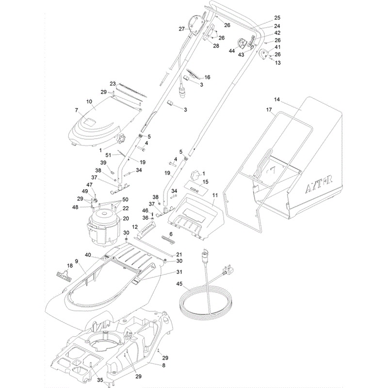 Hayter Spirit 41 Electric Lawnmower (615) (615J315000001 and up) Parts Diagram, Upper Assembly