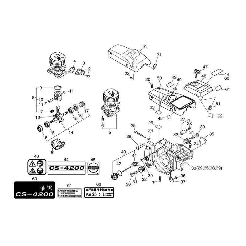 Echo CS-4200 Chainsaw (CS4200) Parts Diagram, Page 1